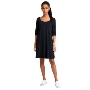 Eileen Fisher Womens Black Jersey Tunic Dress Pull Over Casual Basic M